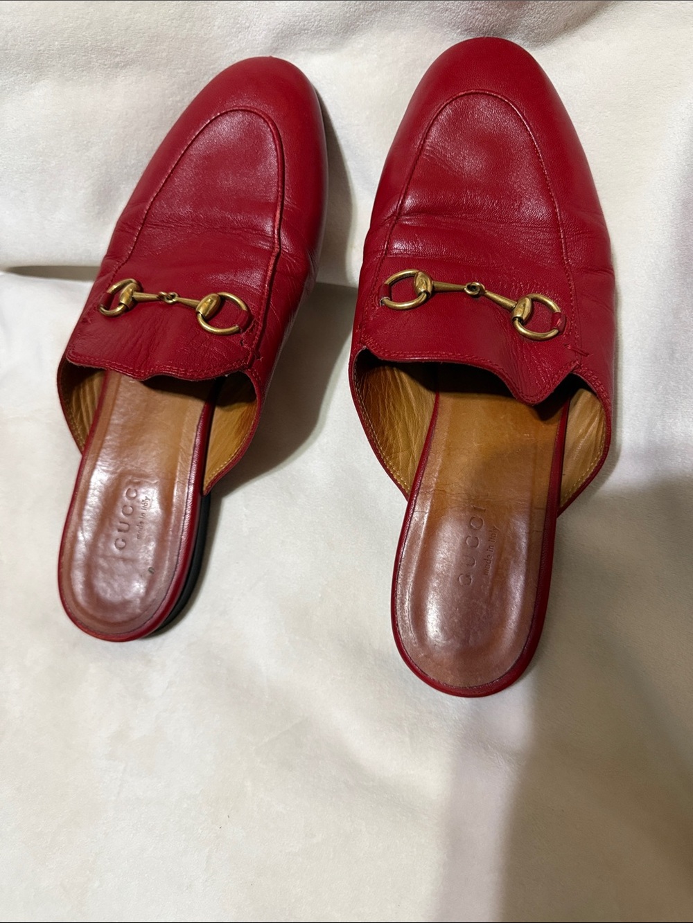 Gucci Red Leather Horsebit Backless Loafers - Picture 7 of 7
